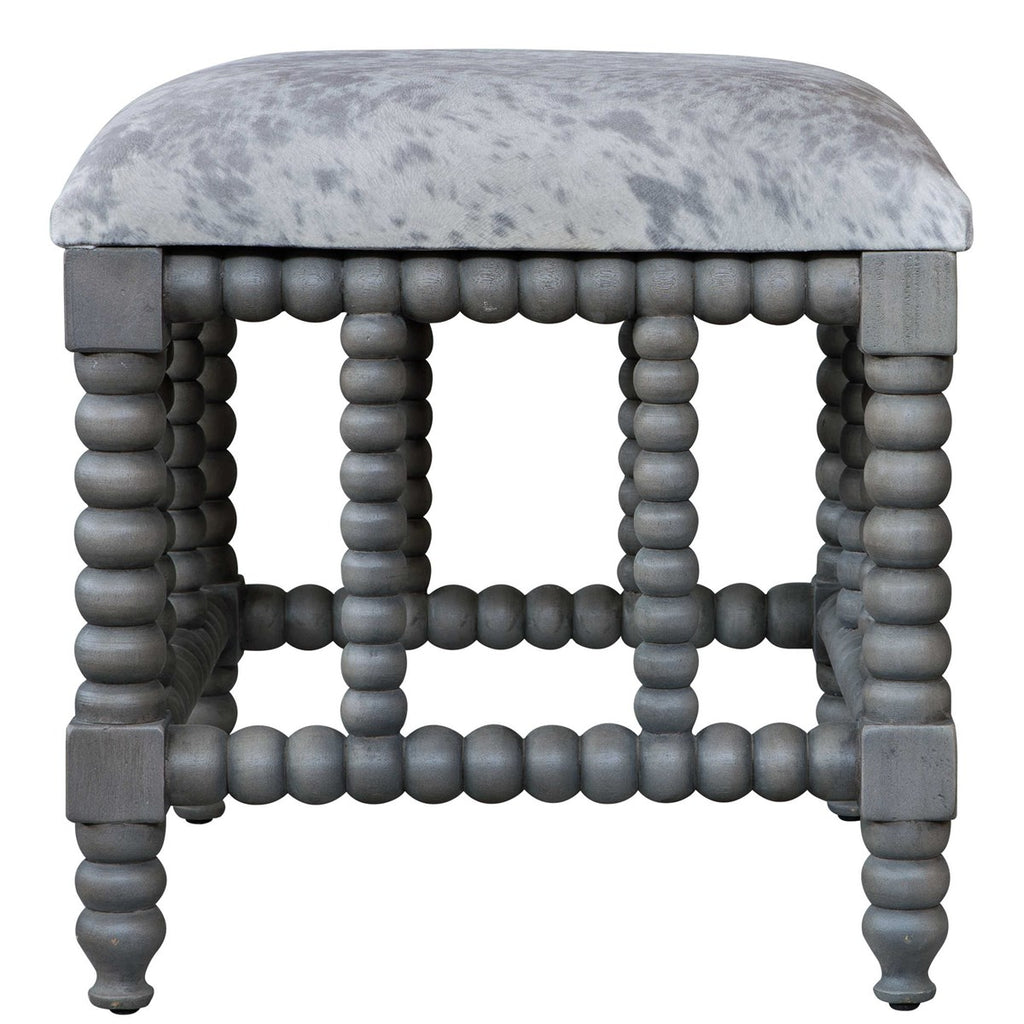 Estes Faux Cow Hide Small Bench - Bombay Mercantile