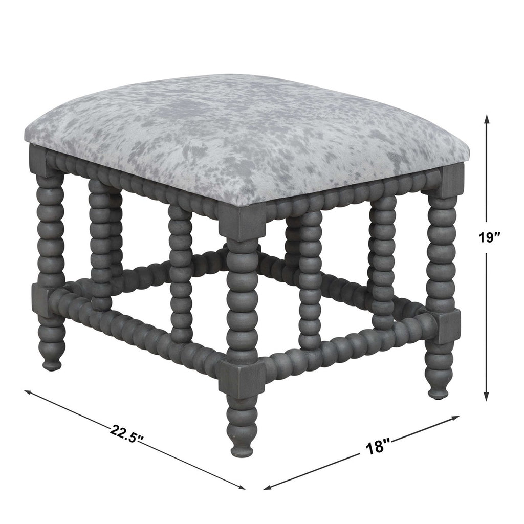 Estes Faux Cow Hide Small Bench - Bombay Mercantile