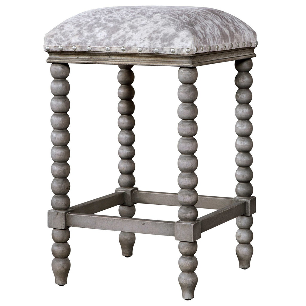 Estes Faux Cow Hide Counter Stool - Bombay Mercantile