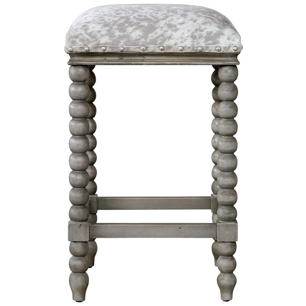 Estes Faux Cow Hide Counter Stool - Bombay Mercantile