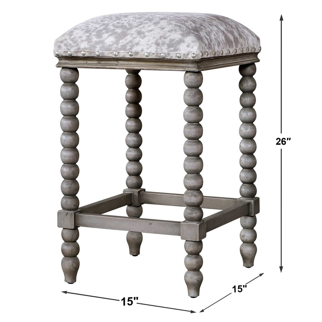 Estes Faux Cow Hide Counter Stool - Bombay Mercantile