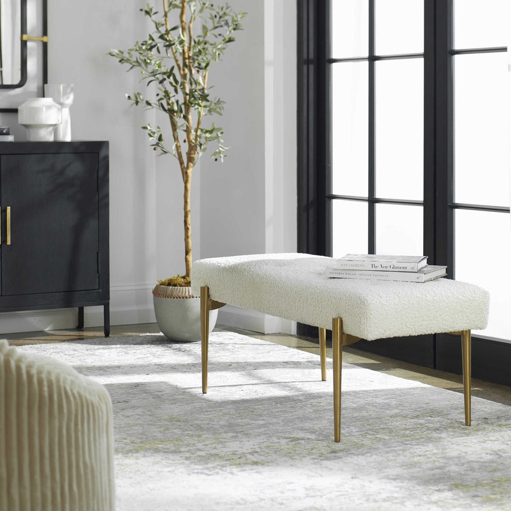 Olivier White Bench - Bombay Mercantile