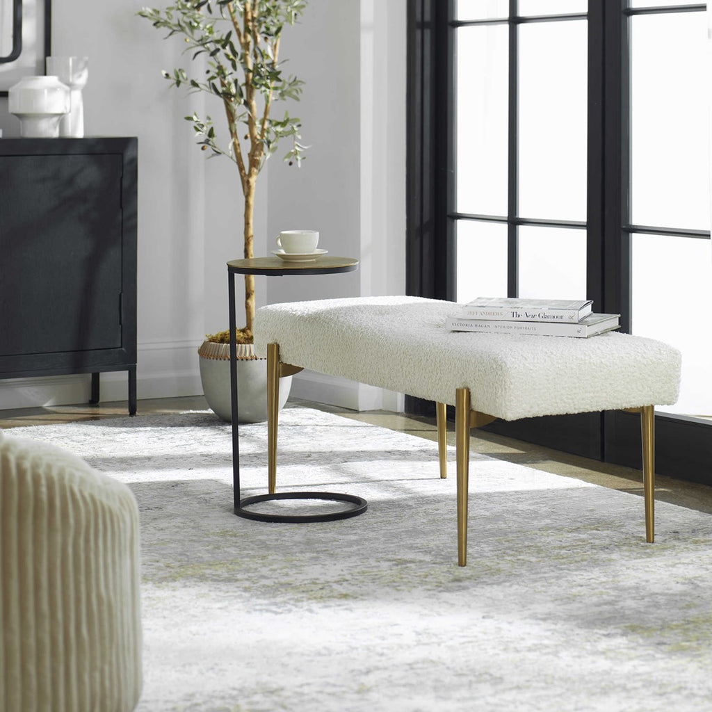 Olivier White Bench - Bombay Mercantile