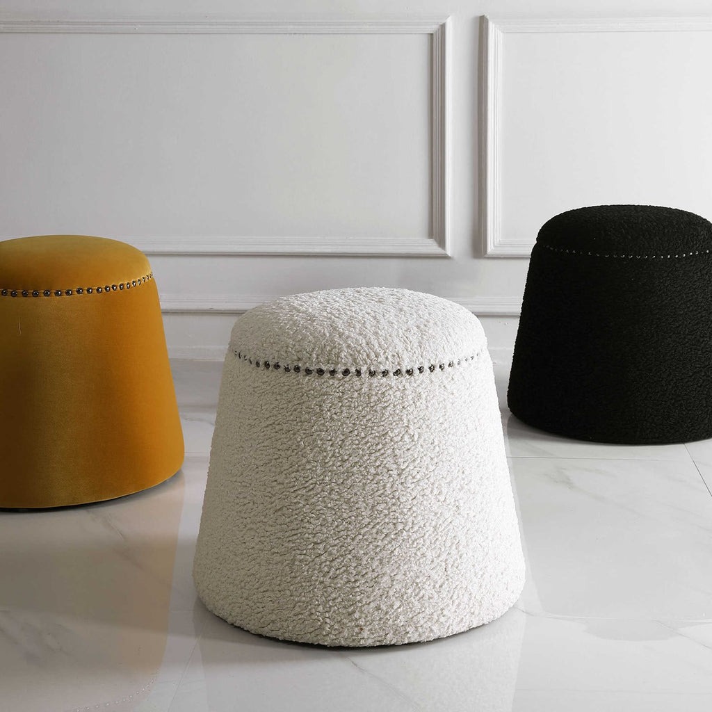 Gumdrop White Ottoman - Bombay Mercantile
