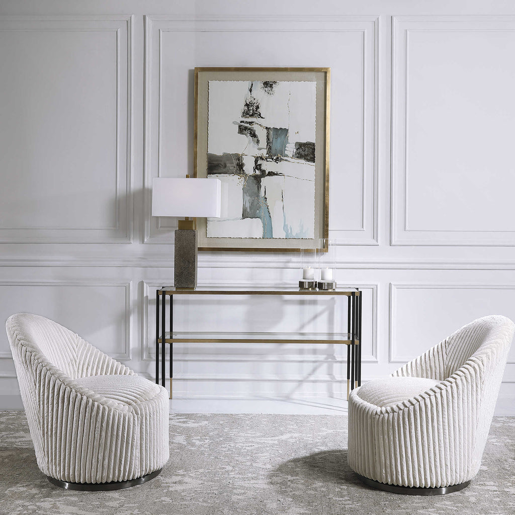 Crue White Swivel Chair - Bombay Mercantile
