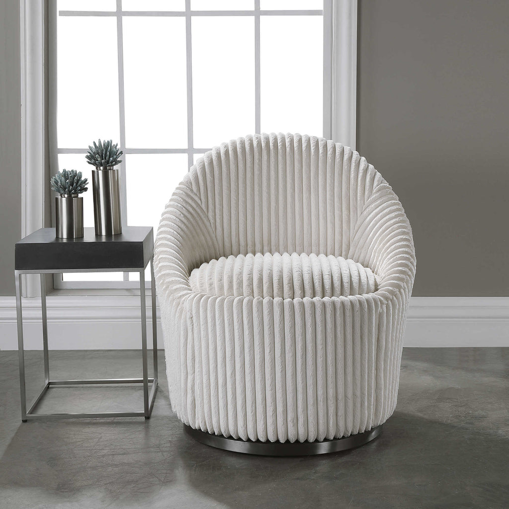 Crue White Swivel Chair - Bombay Mercantile