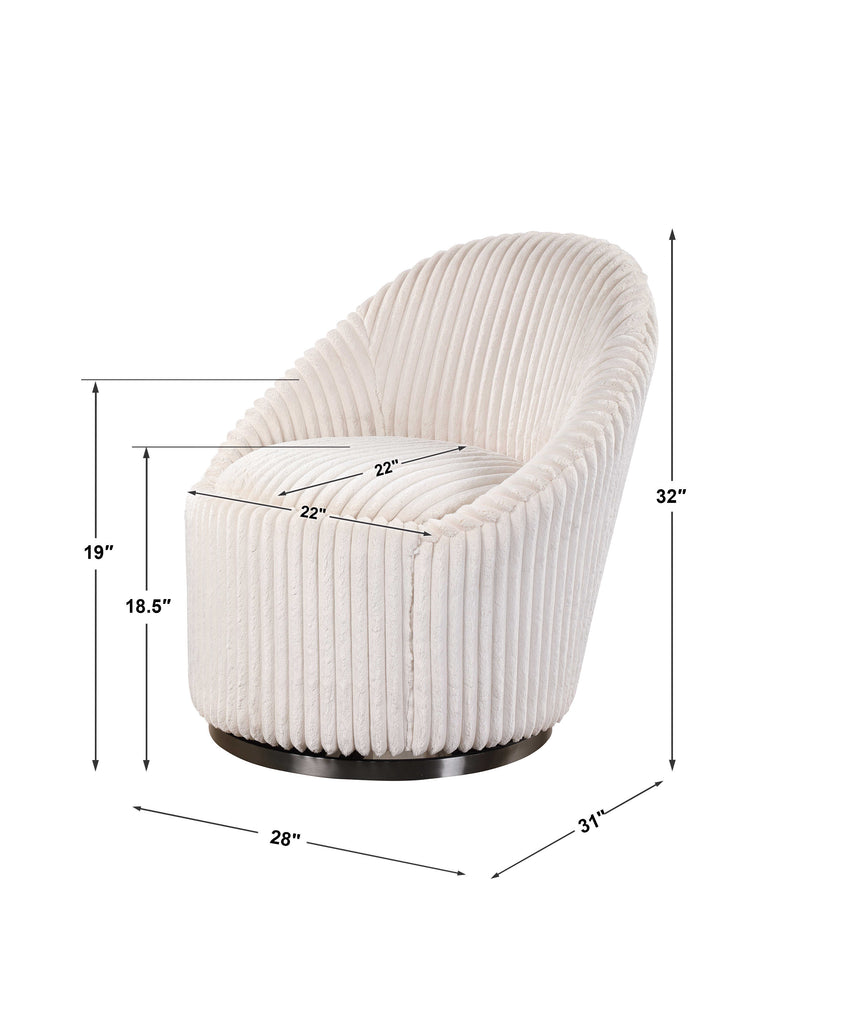 Crue White Swivel Chair - Bombay Mercantile