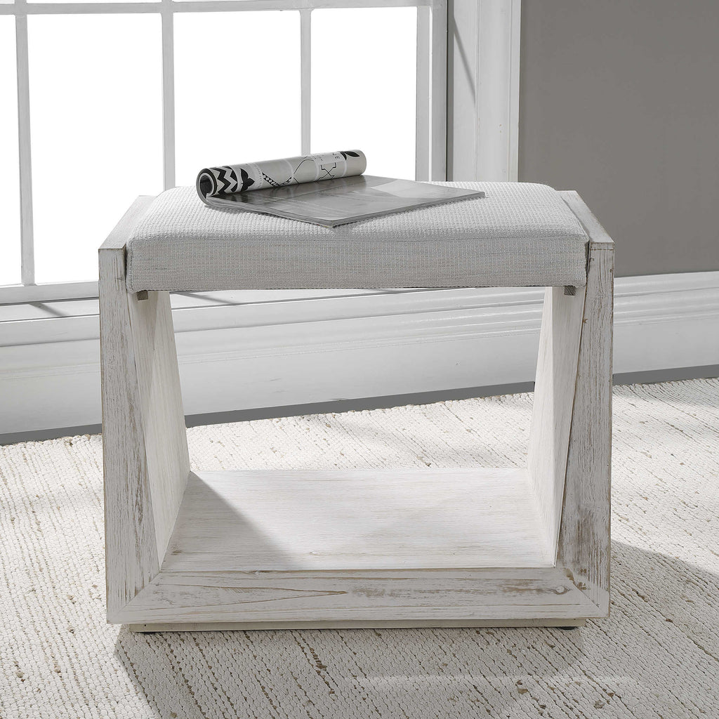Cabana White Small Bench - Bombay Mercantile
