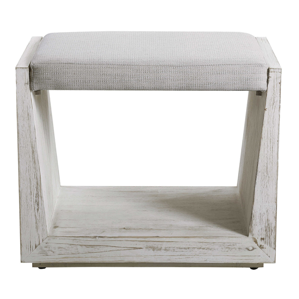 Cabana White Small Bench - Bombay Mercantile