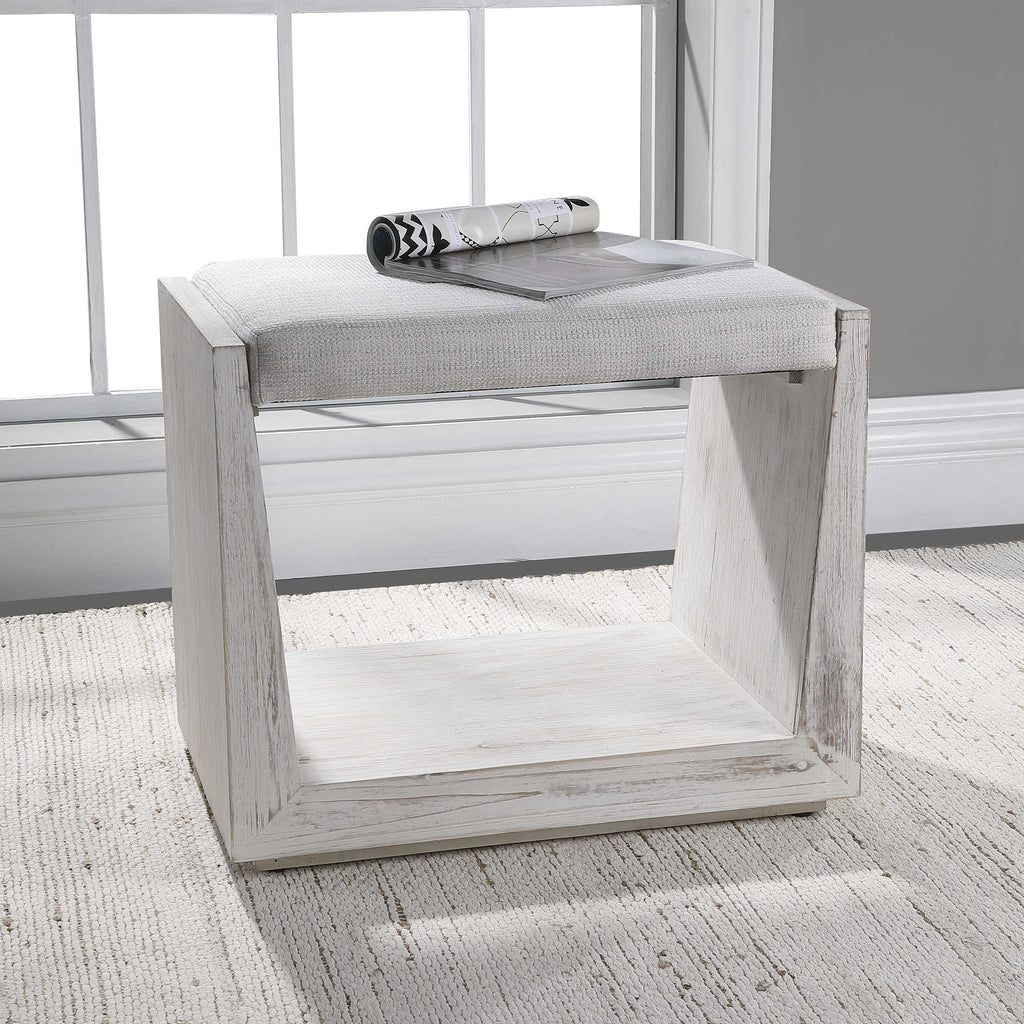 Cabana White Small Bench - Bombay Mercantile