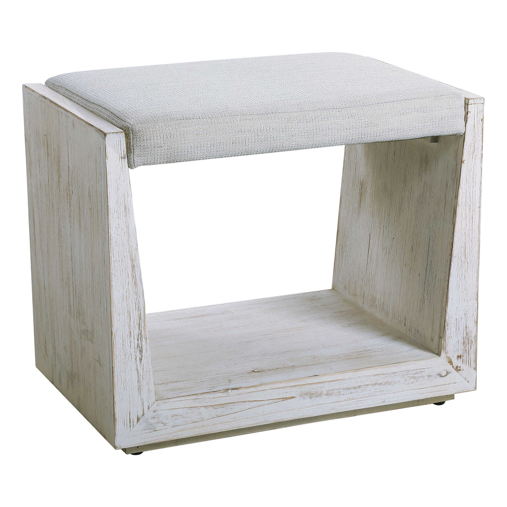 Cabana White Small Bench - Bombay Mercantile