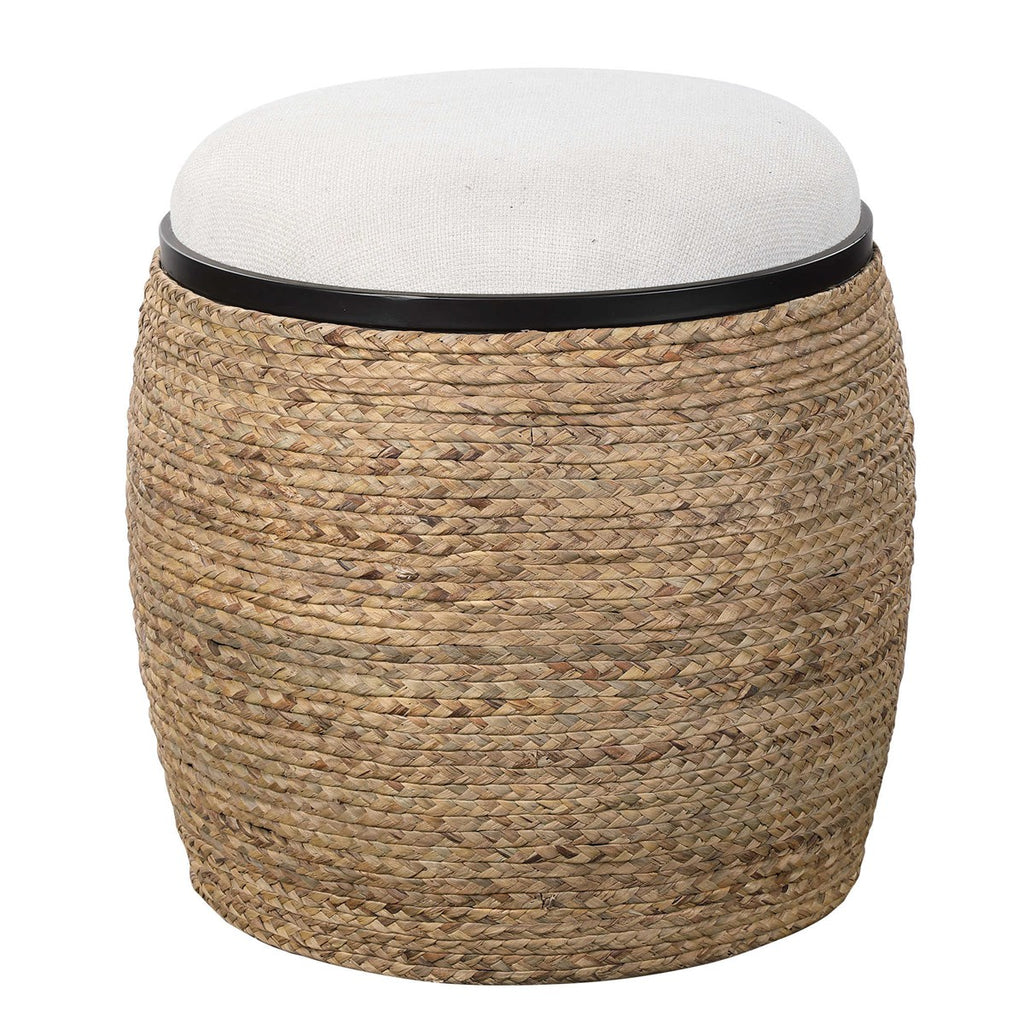 Island Straw Accent Stool - Bombay Mercantile
