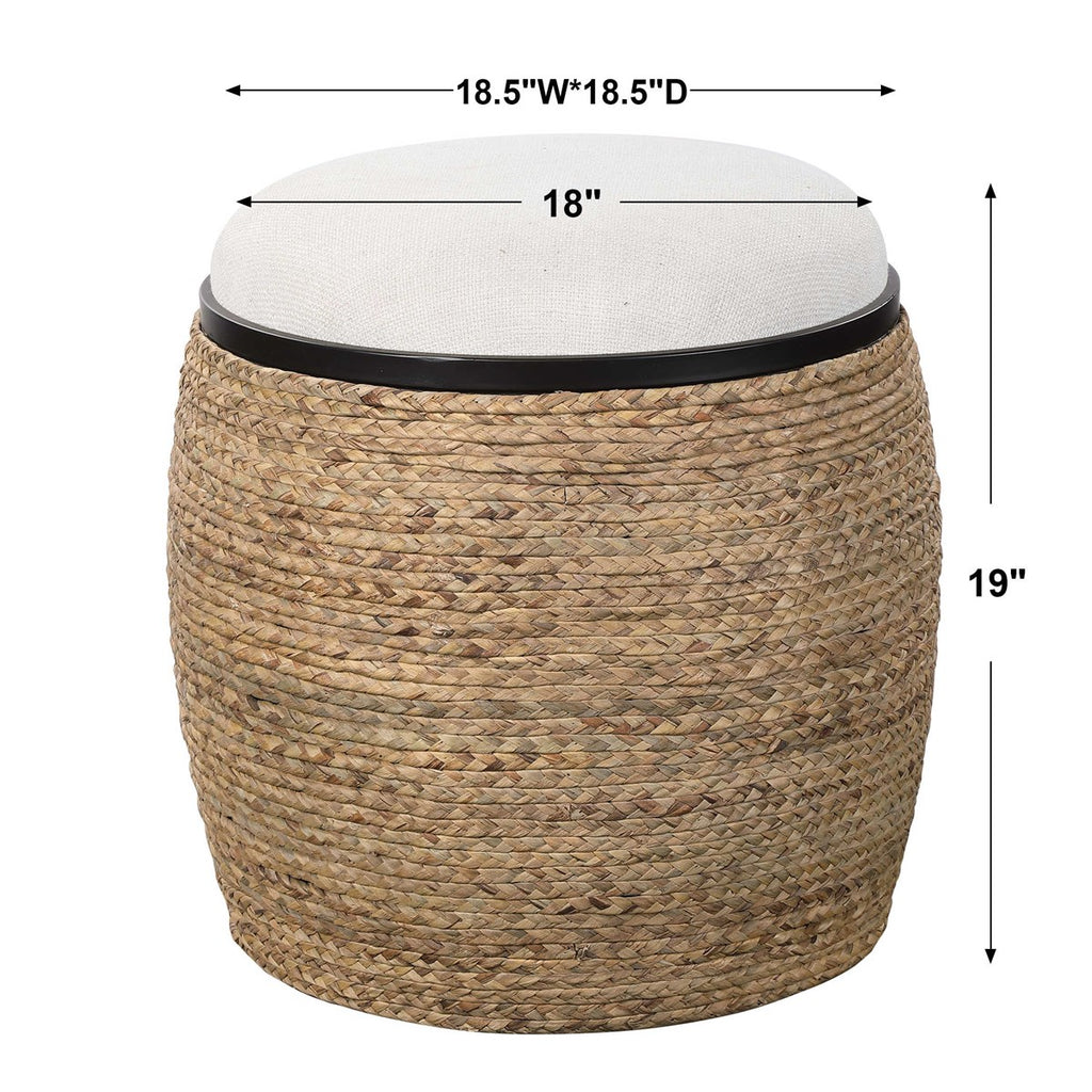 Island Straw Accent Stool - Bombay Mercantile