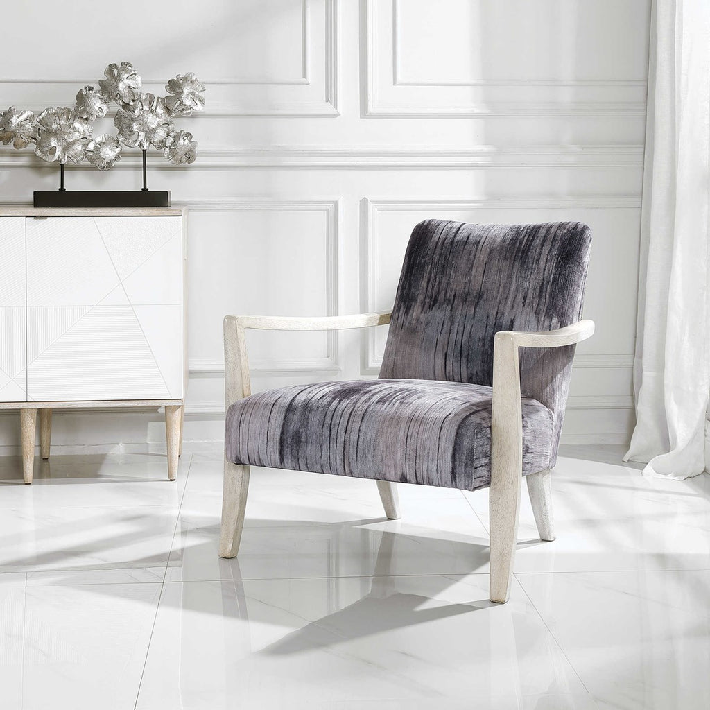 Watercolor Gray Chenille Accent Chair - Bombay Mercantile