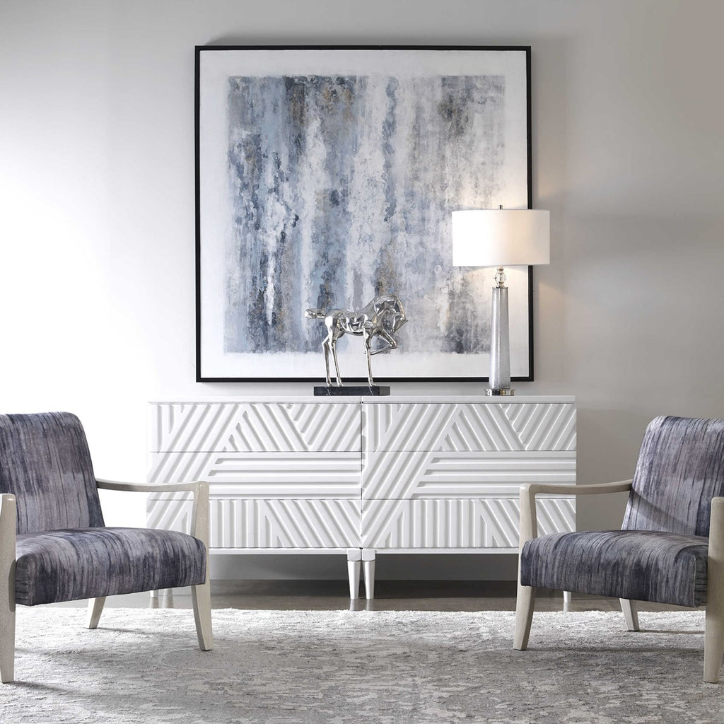 Watercolor Gray Chenille Accent Chair - Bombay Mercantile