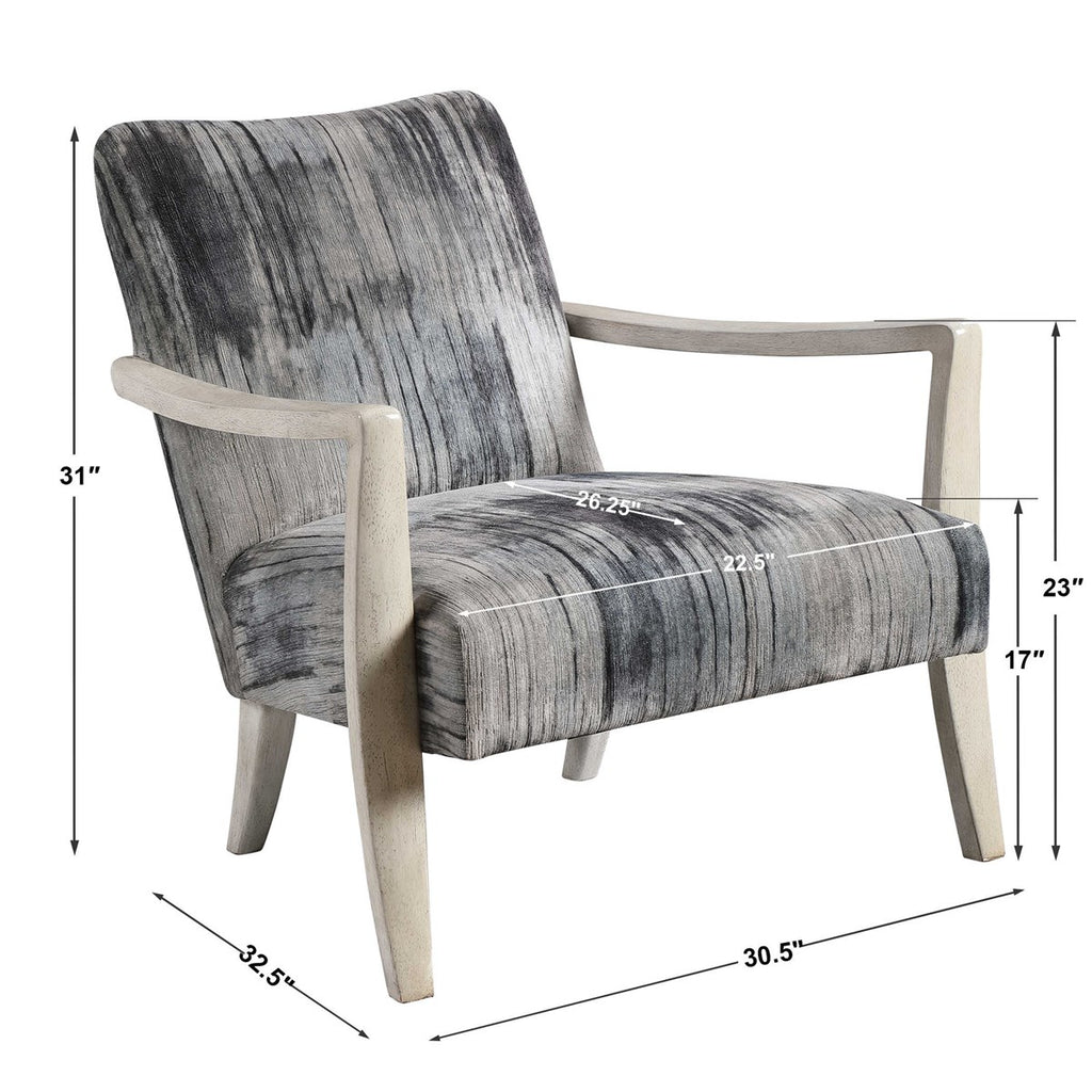 Watercolor Gray Chenille Accent Chair - Bombay Mercantile