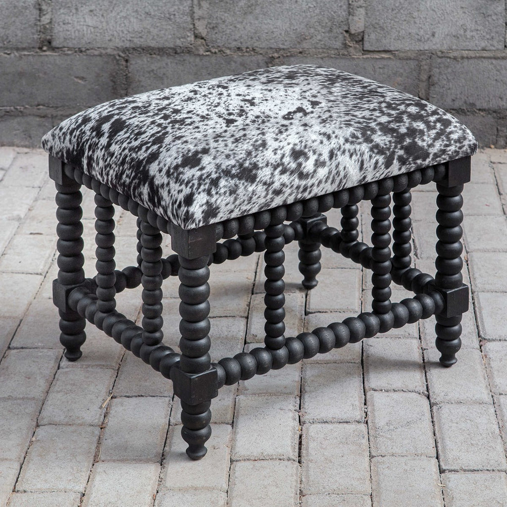 Rancho Faux Cow Hide Small Bench - Bombay Mercantile