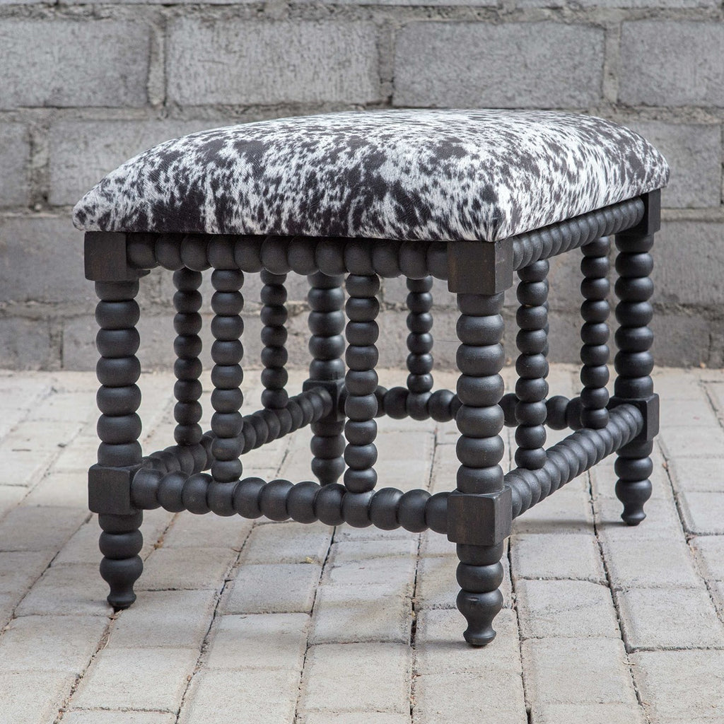 Rancho Faux Cow Hide Small Bench - Bombay Mercantile