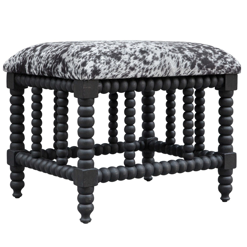 Rancho Faux Cow Hide Small Bench - Bombay Mercantile