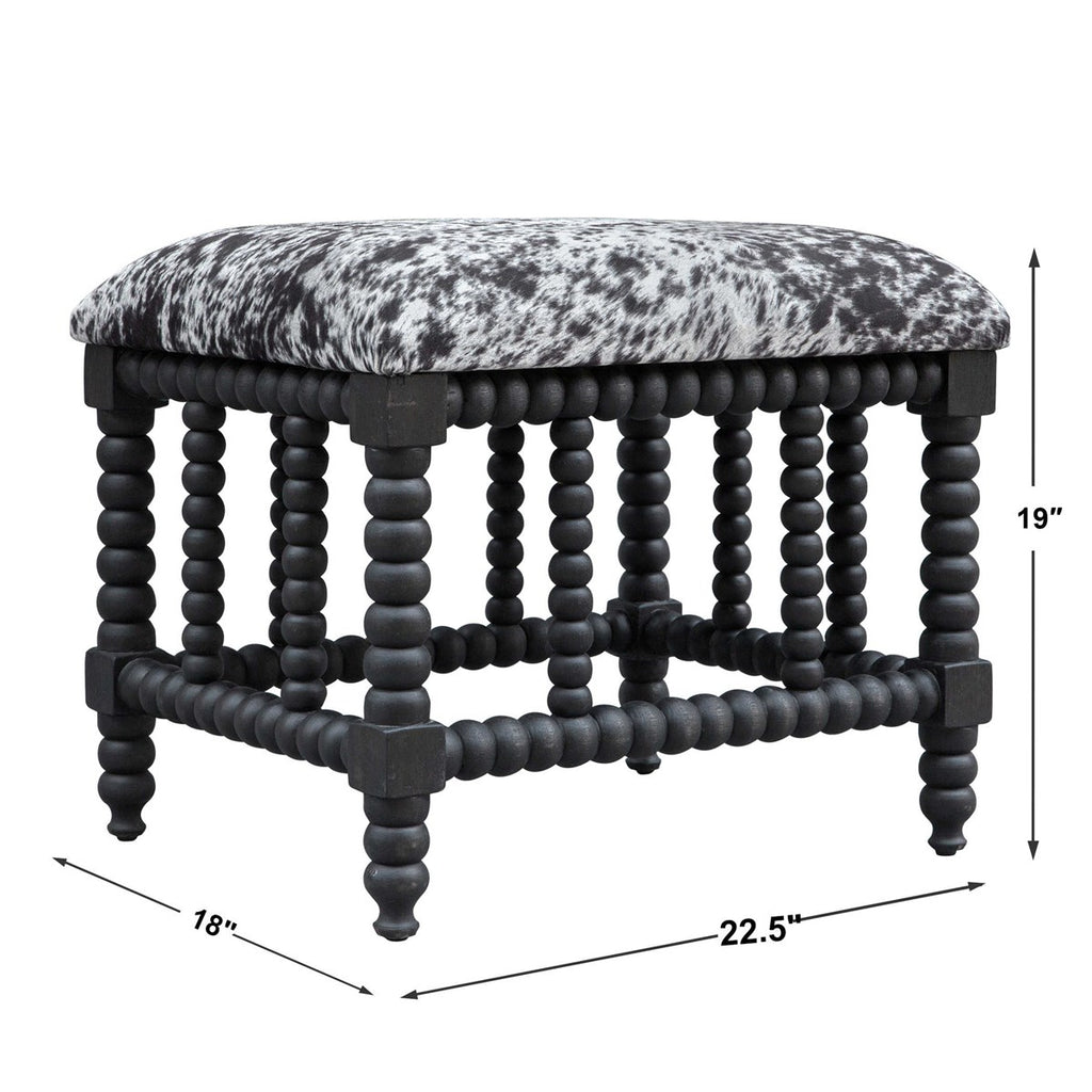 Rancho Faux Cow Hide Small Bench - Bombay Mercantile