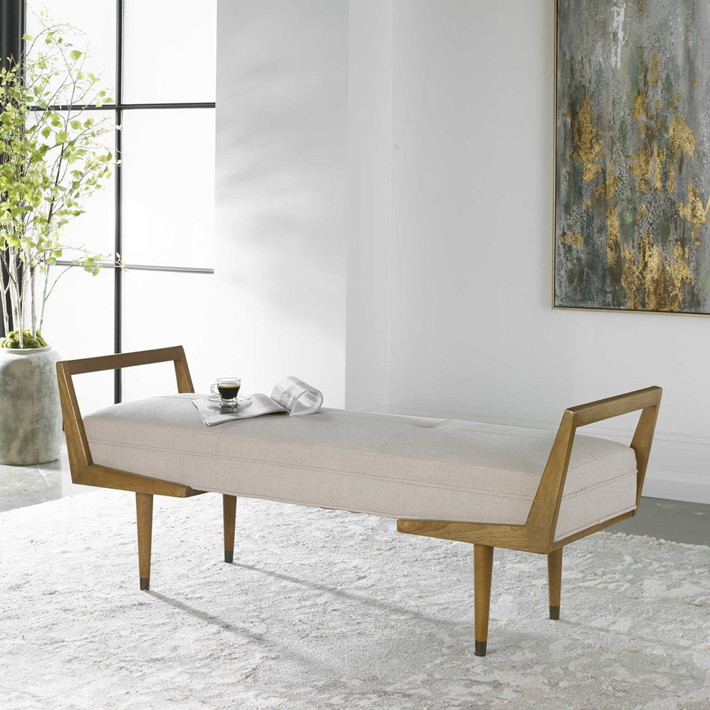 Waylon Modern Ivory Bench - Bombay Mercantile