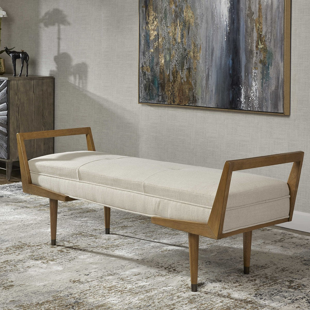 Waylon Modern Ivory Bench - Bombay Mercantile