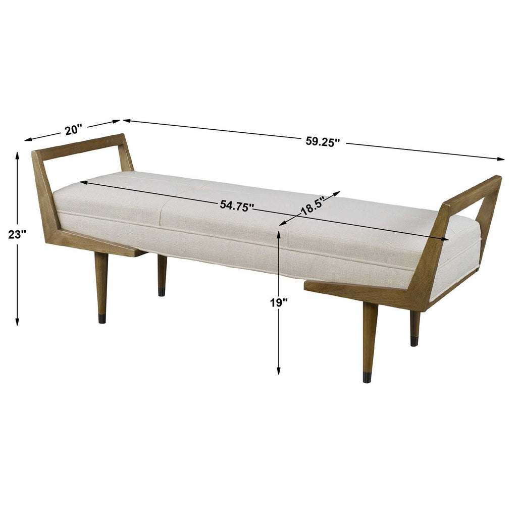 Waylon Modern Ivory Bench - Bombay Mercantile