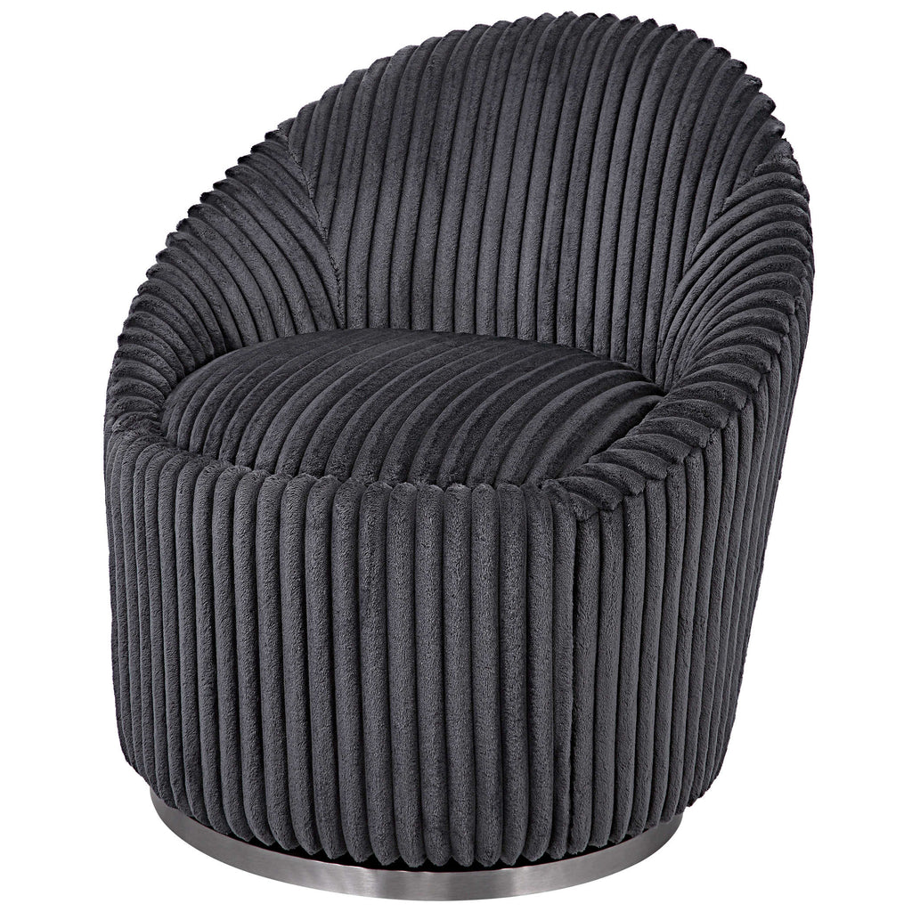 Crue Gray Fabric Swivel Chair - Bombay Mercantile