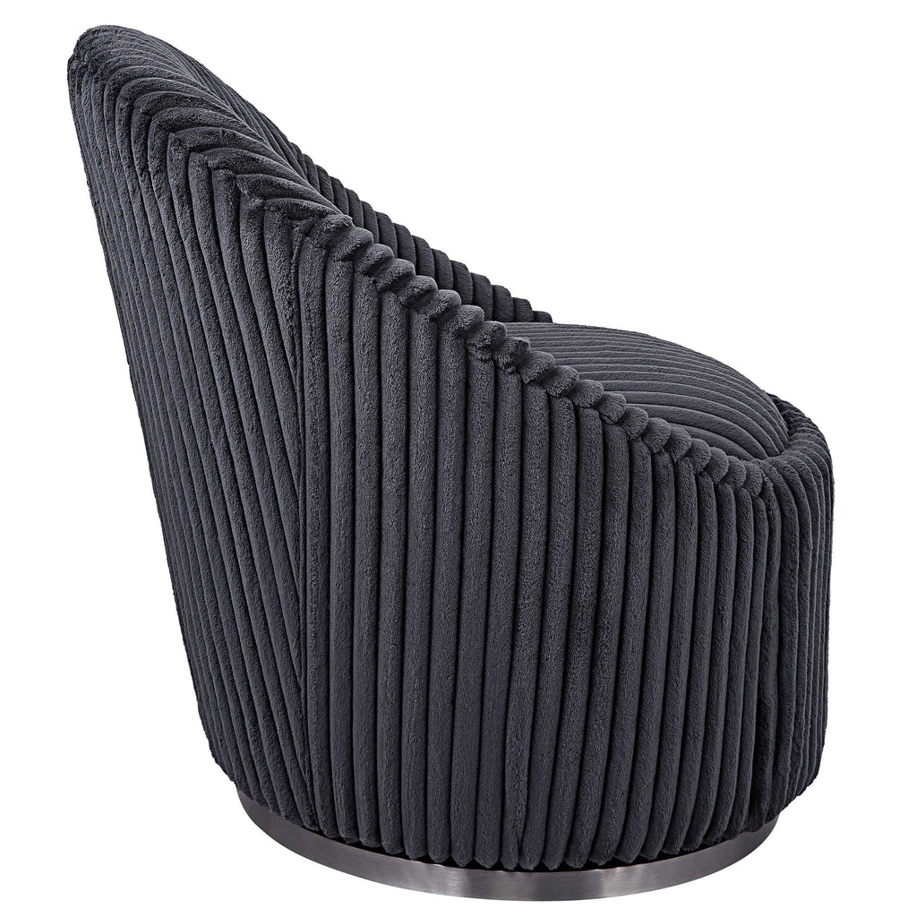 Crue Gray Fabric Swivel Chair - Bombay Mercantile