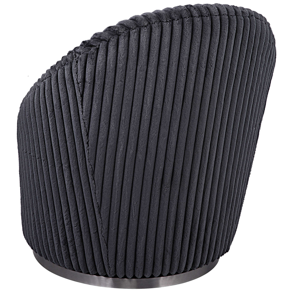 Crue Gray Fabric Swivel Chair - Bombay Mercantile
