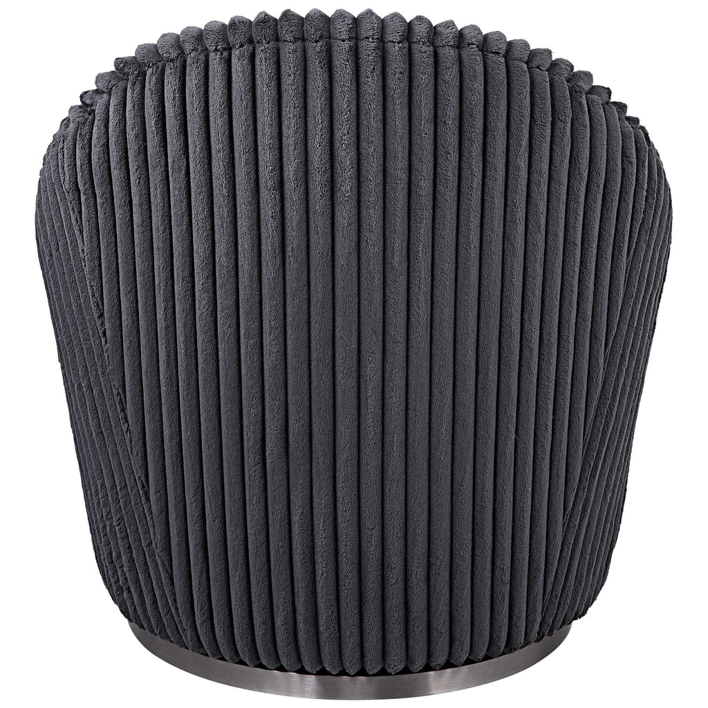 Crue Gray Fabric Swivel Chair - Bombay Mercantile
