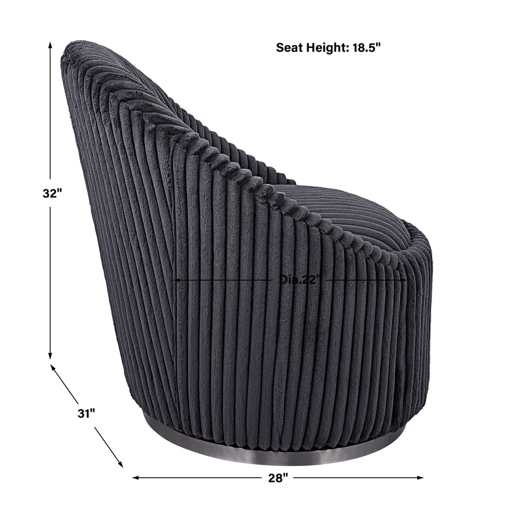 Crue Gray Fabric Swivel Chair - Bombay Mercantile