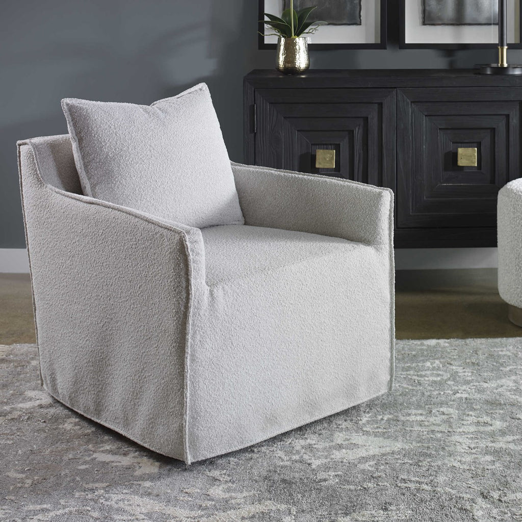 Welland Gray Swivel Chair - Bombay Mercantile