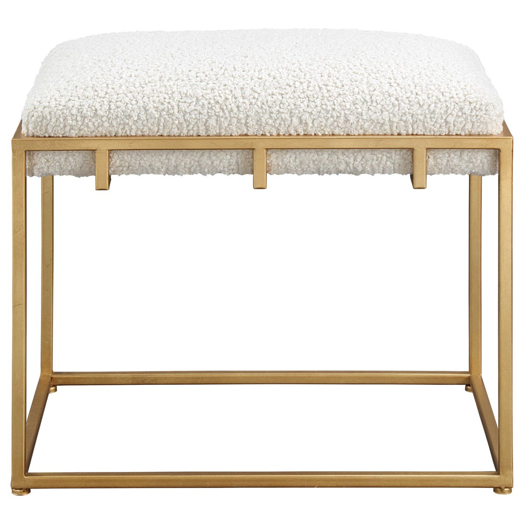 Paradox Small Gold & White Shearling Bench - Bombay Mercantile