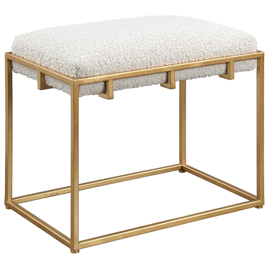 Paradox Small Gold & White Shearling Bench - Bombay Mercantile