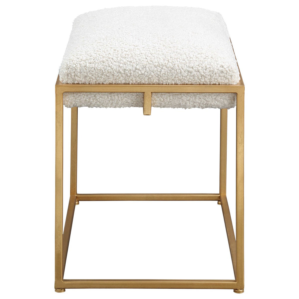 Paradox Small Gold & White Shearling Bench - Bombay Mercantile