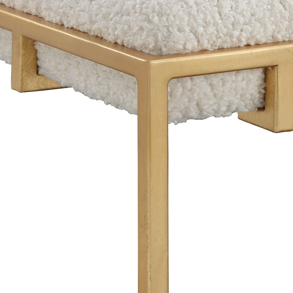 Paradox Small Gold & White Shearling Bench - Bombay Mercantile