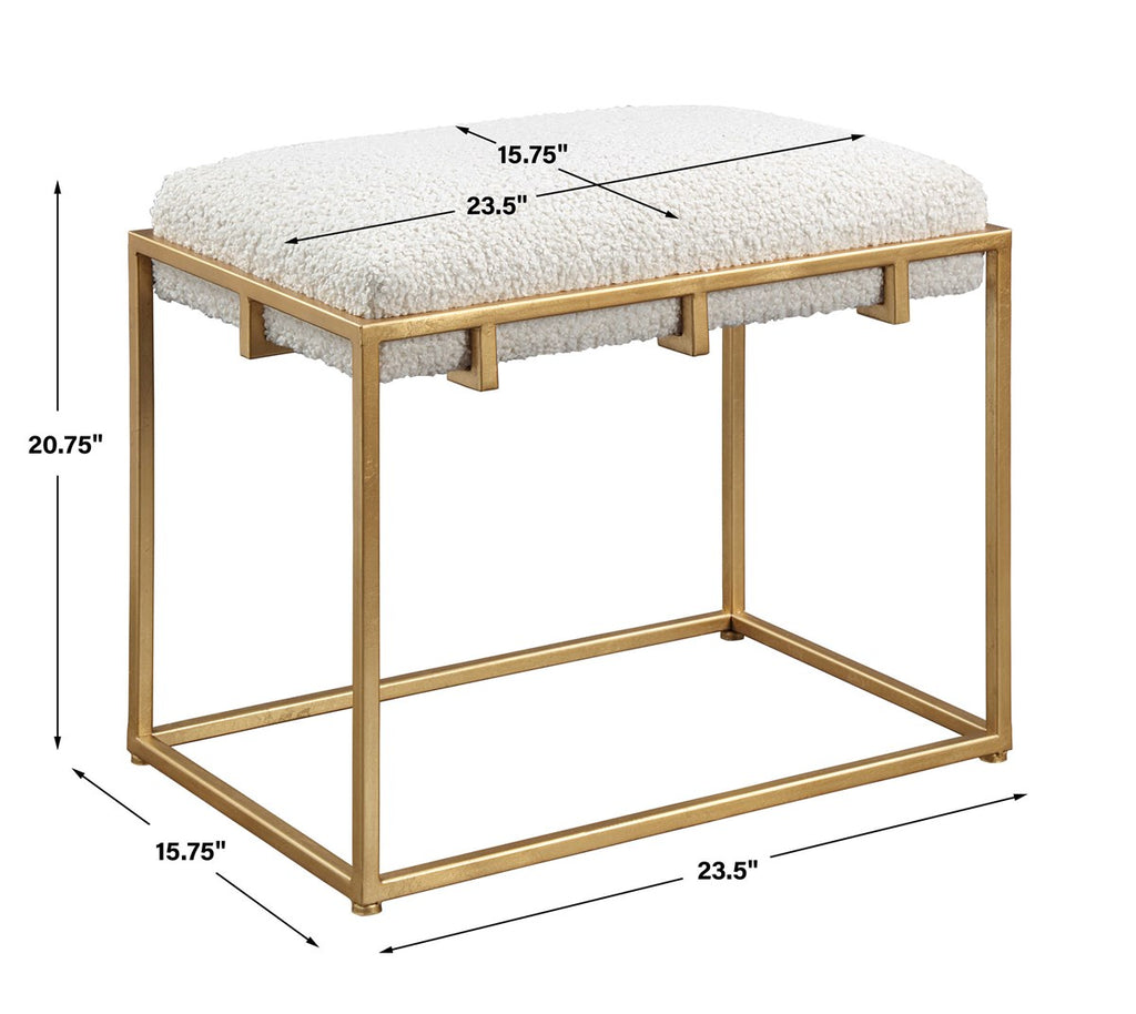 Paradox Small Gold & White Shearling Bench - Bombay Mercantile