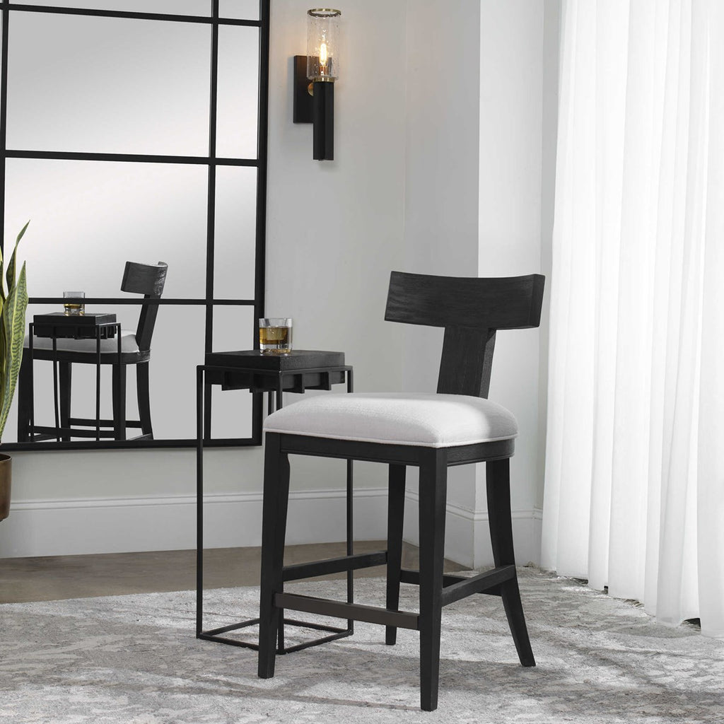 Idris Modern Wood Counter Stool - Bombay Mercantile