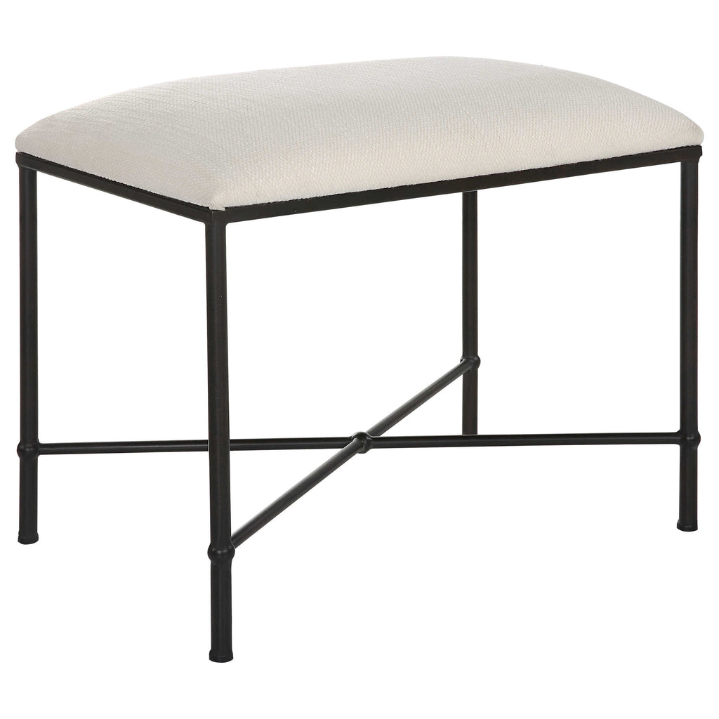 Avenham Small Black Framed Bench - Bombay Mercantile