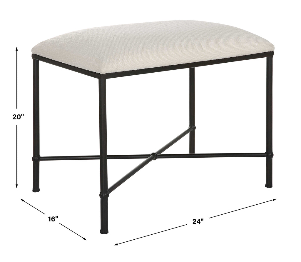Avenham Small Black Framed Bench - Bombay Mercantile