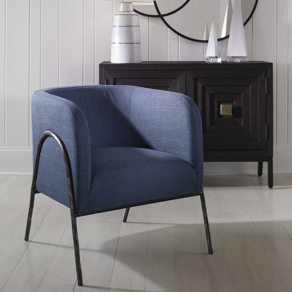 Jacobsen Denim Barrel Chair - Bombay Mercantile