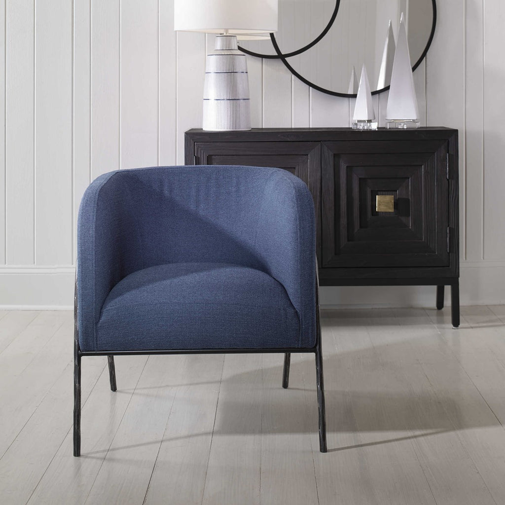 Jacobsen Denim Barrel Chair - Bombay Mercantile
