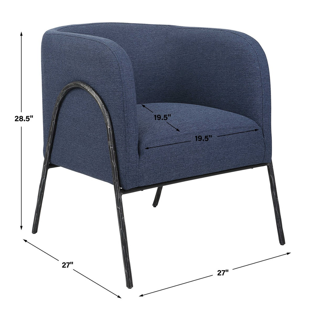 Jacobsen Denim Barrel Chair - Bombay Mercantile