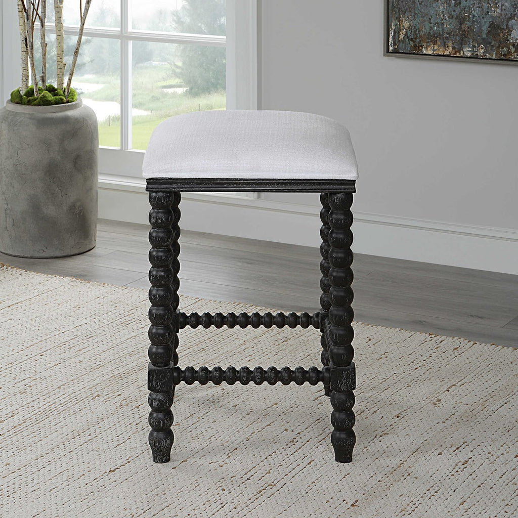 Pryce Black Backless Counter Stool - Bombay Mercantile