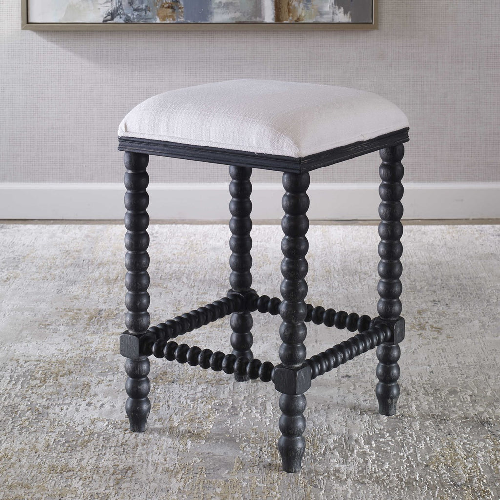Pryce Black Backless Counter Stool - Bombay Mercantile