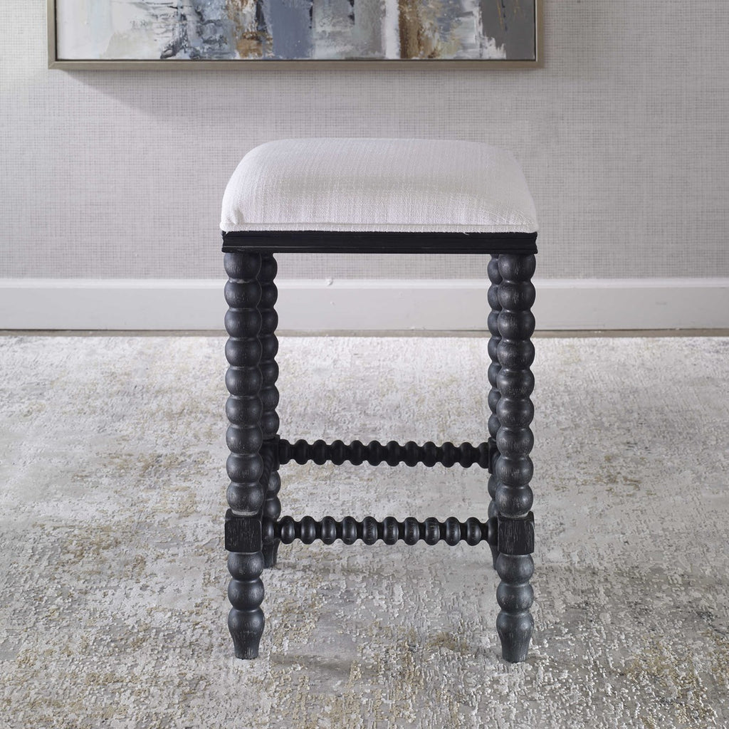 Pryce Black Backless Counter Stool - Bombay Mercantile