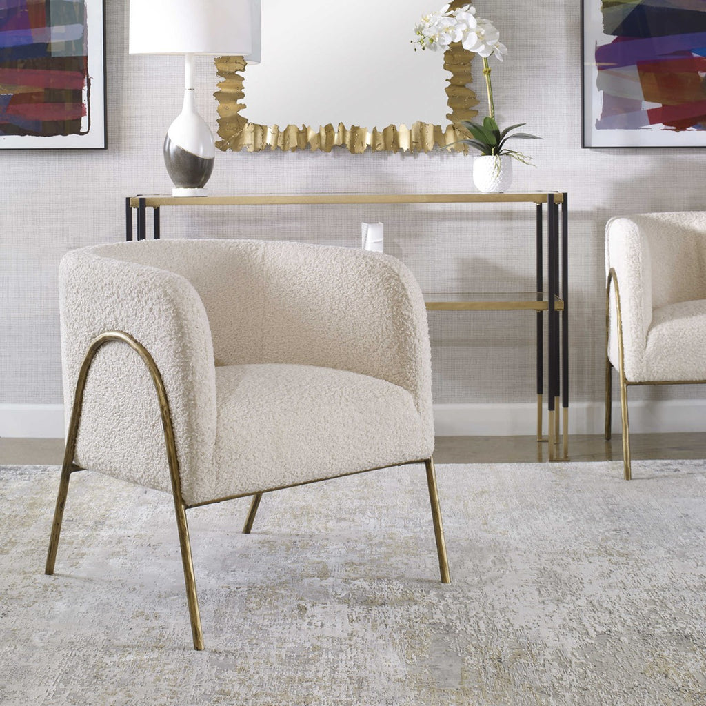 Jacobsen Off White Shearling Accent Chair - Bombay Mercantile