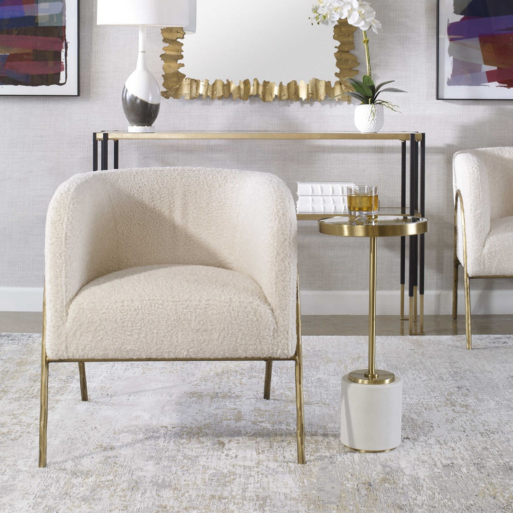 Jacobsen Off White Shearling Accent Chair - Bombay Mercantile