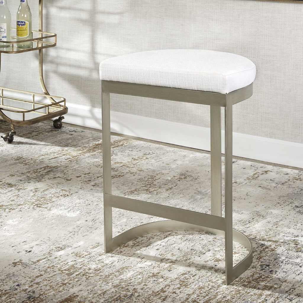 Ivanna Backless Silver Counter Stool - Bombay Mercantile